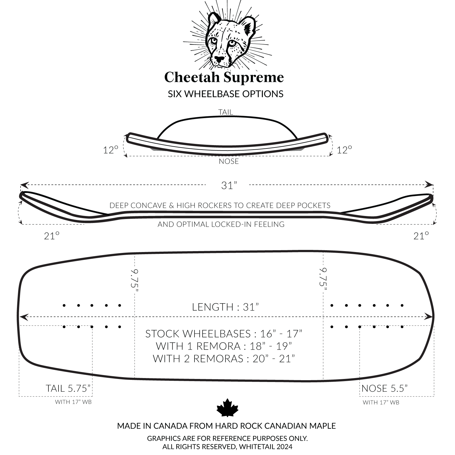 The Cheetah Supreme — Whitetail Skateboards Canada Made in Canada
